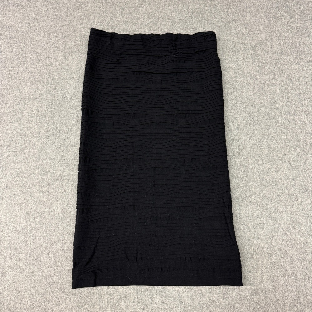 Sugarlips Pencil Skirt One Size Black Wavy Textured Ribbed Bodycon Midi Stretch